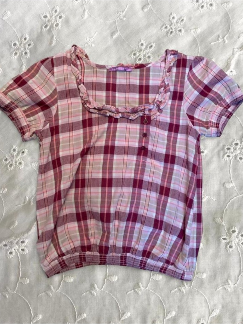 Pink Plaid Short-Sleeve Top | jfashion,twee,indie